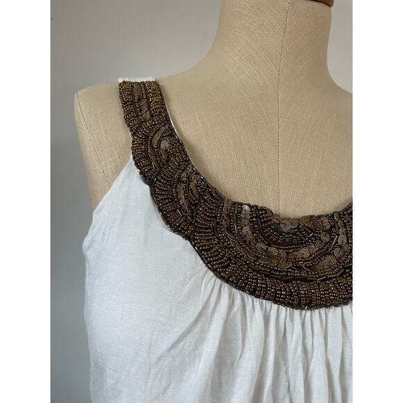 Max Rave womens cream tank with beading size M - Picture 2 of 7